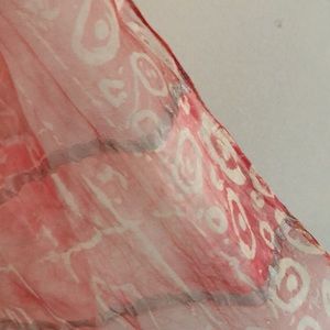 Natural silk scarf - FLEURS pink and peach
